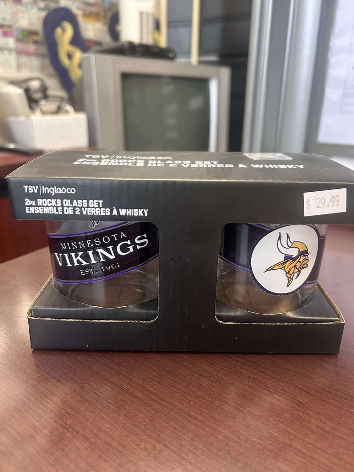 2 Pack Rocks Glass Set - NFL: Minnesota Vikings