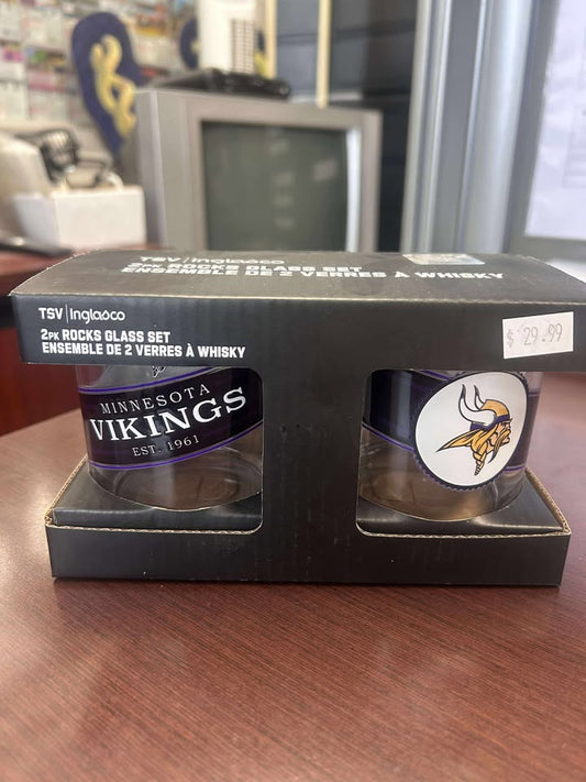 2 Pack Rocks Glass Set - NFL: Minnesota Vikings