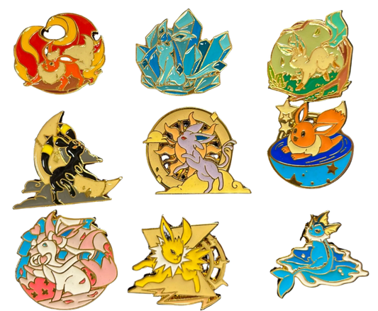 Pokemon Pins: Eeveelutions (With Background)