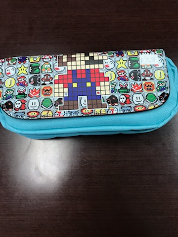 Pixel Mario Blue Pencil Case
