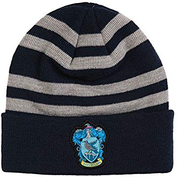 Ravenclawn Striped Beanie with Crest - Harry Potter Winter Hat