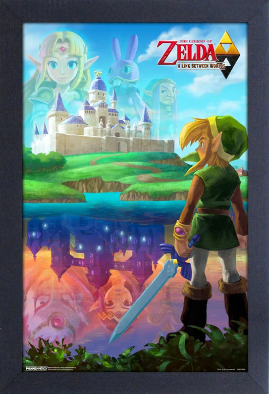 Zelda: A Link Between Worlds Link & Hyrule Castle Framed Print