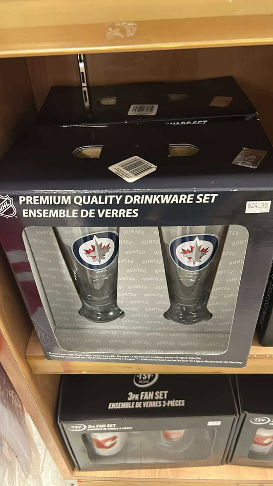 Premium Quality Drinkware Set - NHL: Winnipeg Jets (Beer Glasses)