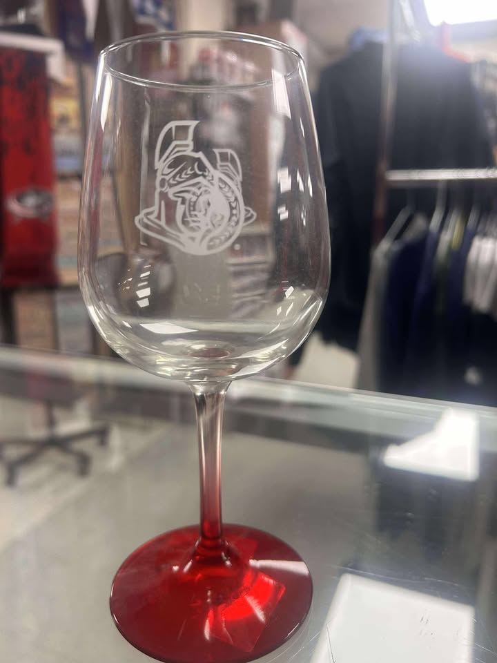 Wine Glass - Red Base NHL: Ottawa Senators