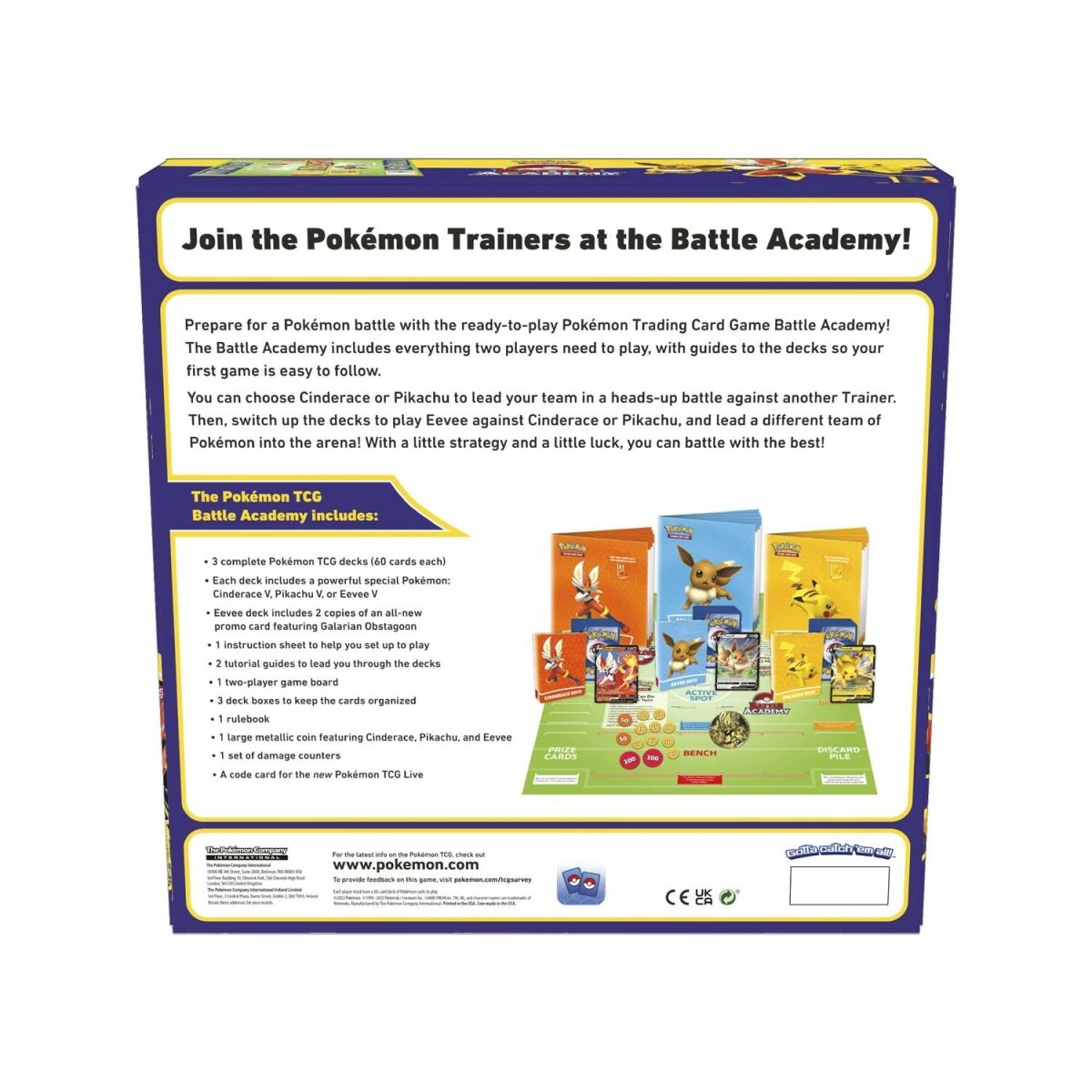 Pokémon TCG: Battle Academy (Cinderace V, Pikachu V & Eevee V)