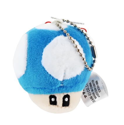 Mario Mushroom Plush Keychain - Blue