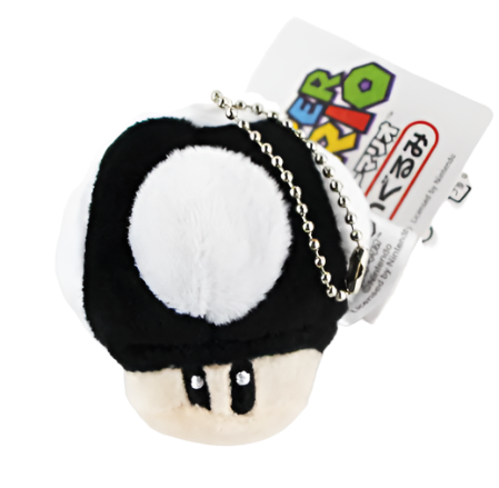 Mario Mushroom Plush Keychain - Black