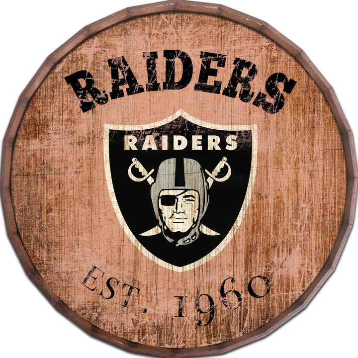 Las Vegas Raiders Wooden Barrel Top Sign (24 inch)