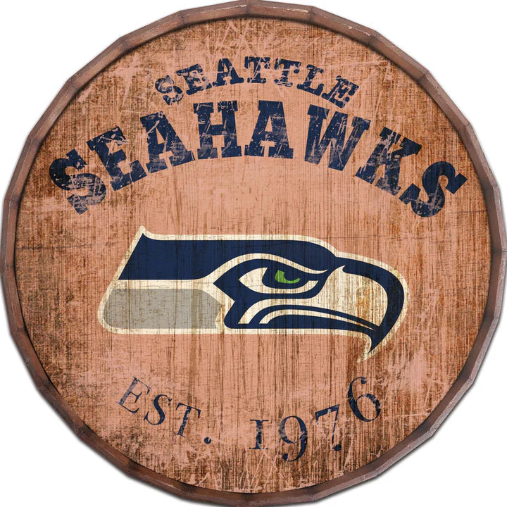 Seattle Seahawks Wooden Barrel Top Sign (24 inch)