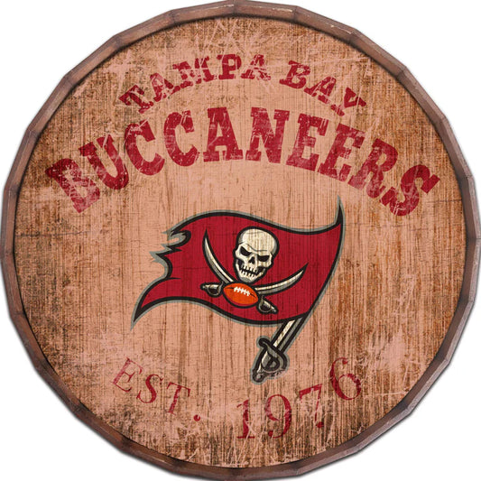 Tampa Bay Buccaneers Wooden Barrel Top Sign (24 inch)