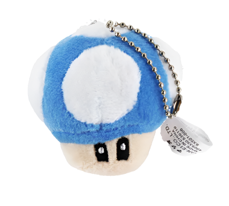 Mario Mushroom Plush Keychain - Light Blue