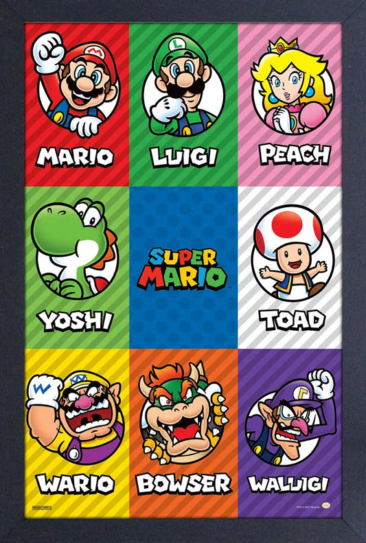 Mario: Character Grid Framed Print