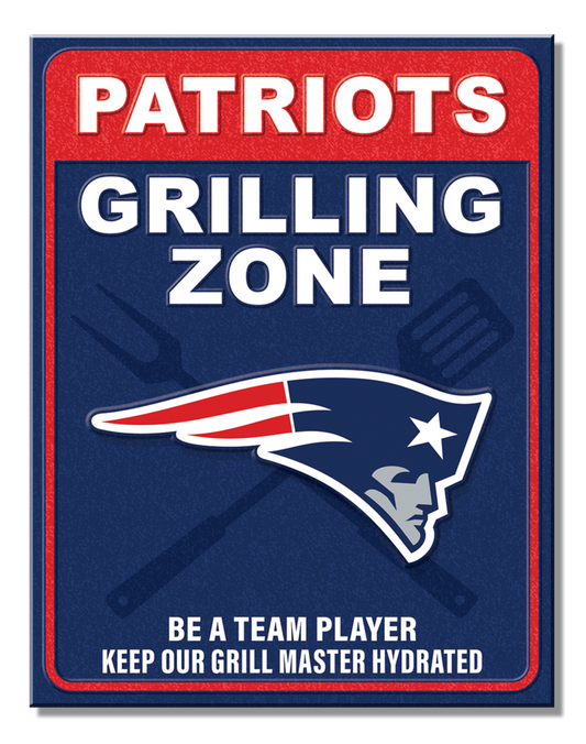 New England Patriots Grill Zone Tin Sign