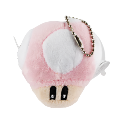 Mario Mushroom Plush Keychain - Light Pink