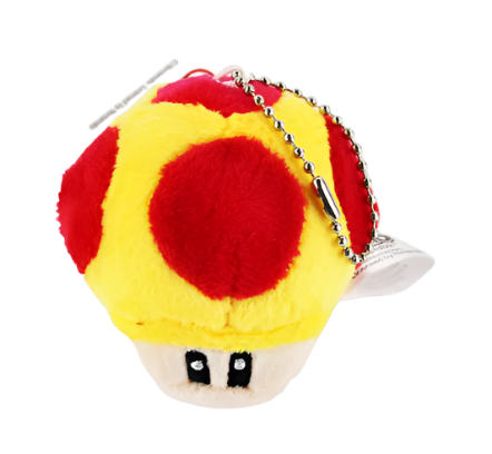 Mario Mushroom Plush Keychain - Red & Yellow