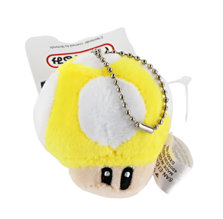 Mario Mushroom Plush Keychain - Yellow