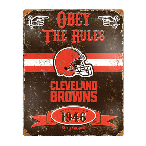 Cleveland Browns Obey The Rules Metal Sign