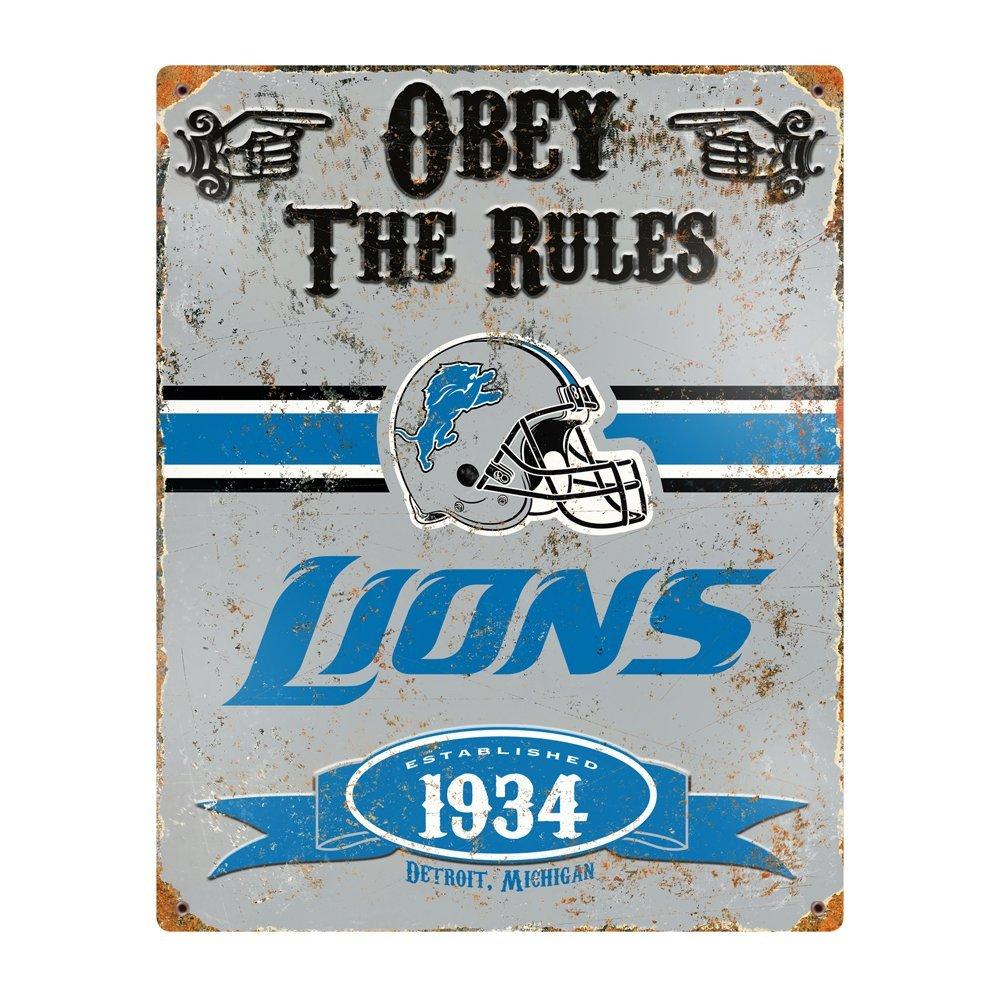Detroit Lions Obey the Rules Metal Sign