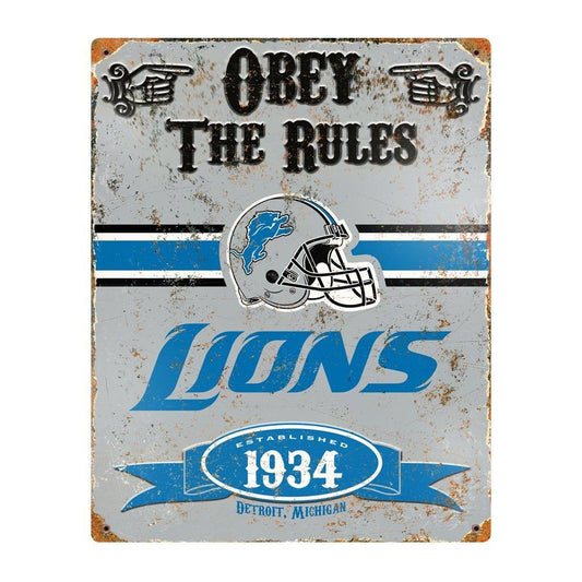 Detroit Lions Obey the Rules Metal Sign