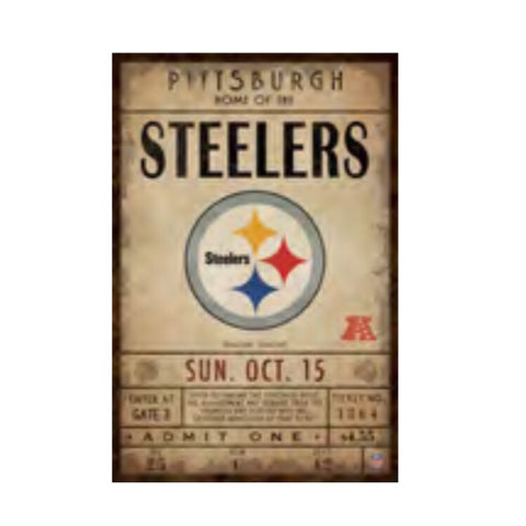 Pittsburgh Steelers Vintage Ticket Sign