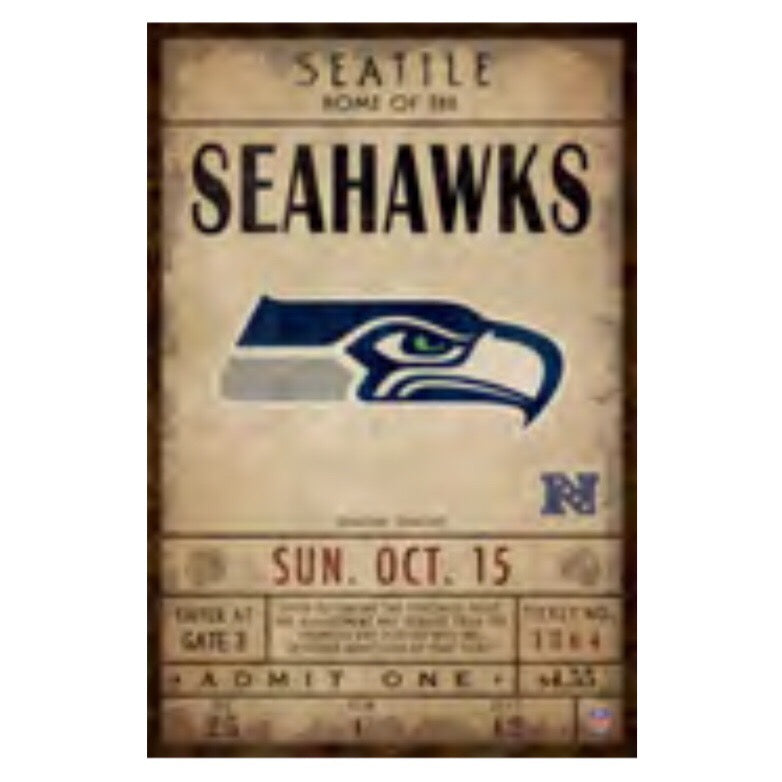 Seattle Seahawks Vintage Ticket Sign
