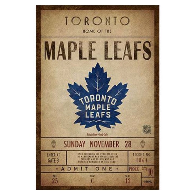 Toronto Maple Leafs Vintage Ticket Sign