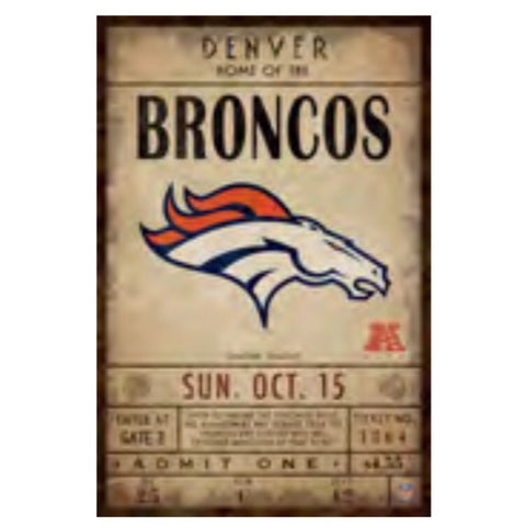 Denver Broncos Vintage Ticket Sign