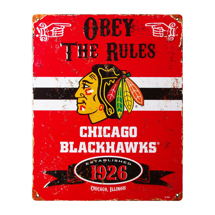 Chicago Blackhawks Obey the Rules Sign